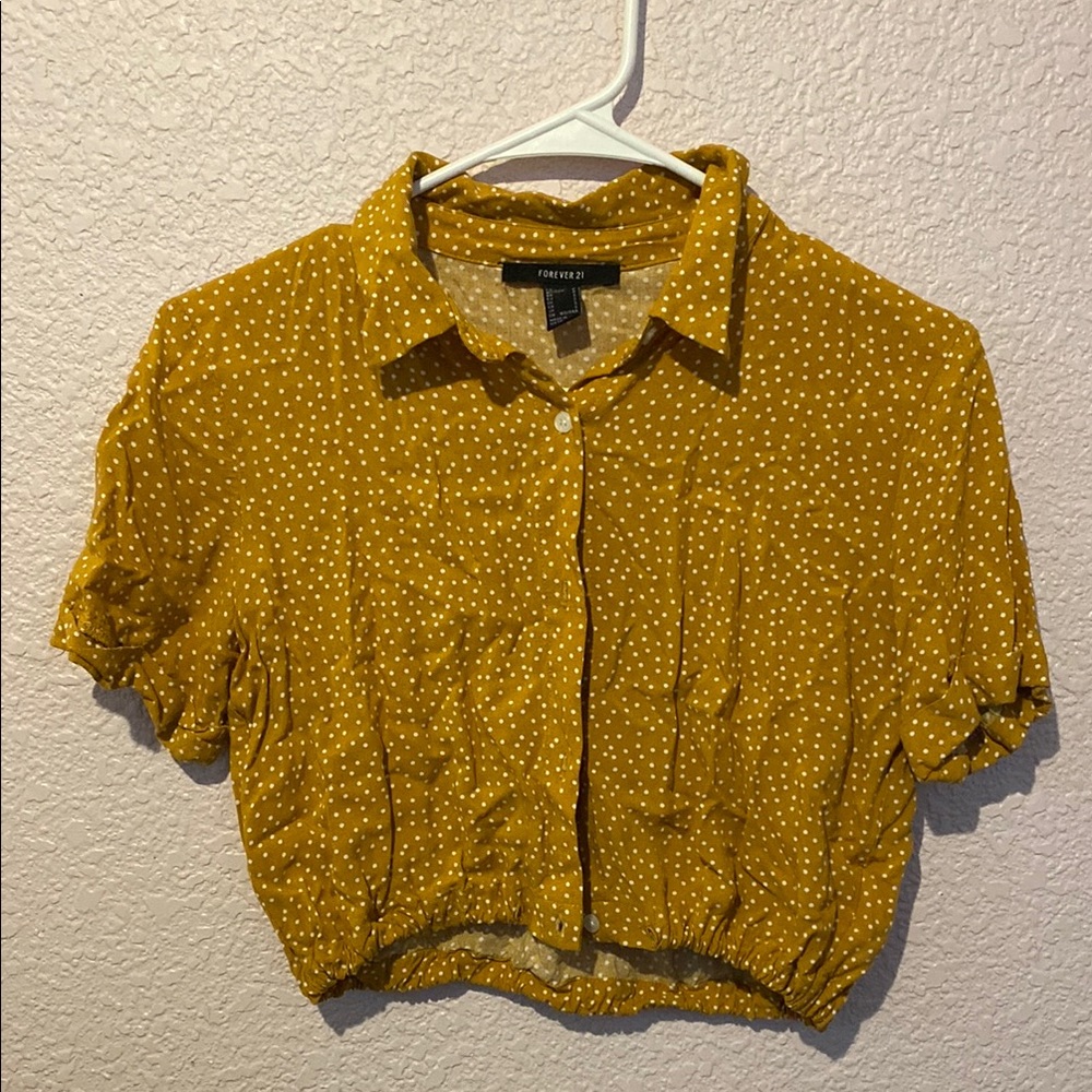 Forever 21 Mustard Polka Dot Women's Top